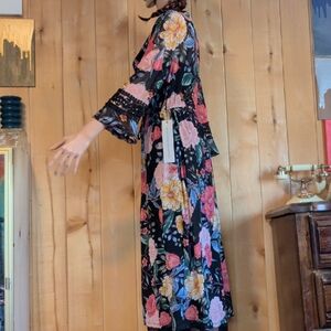 Floral Black Kimono Wrap